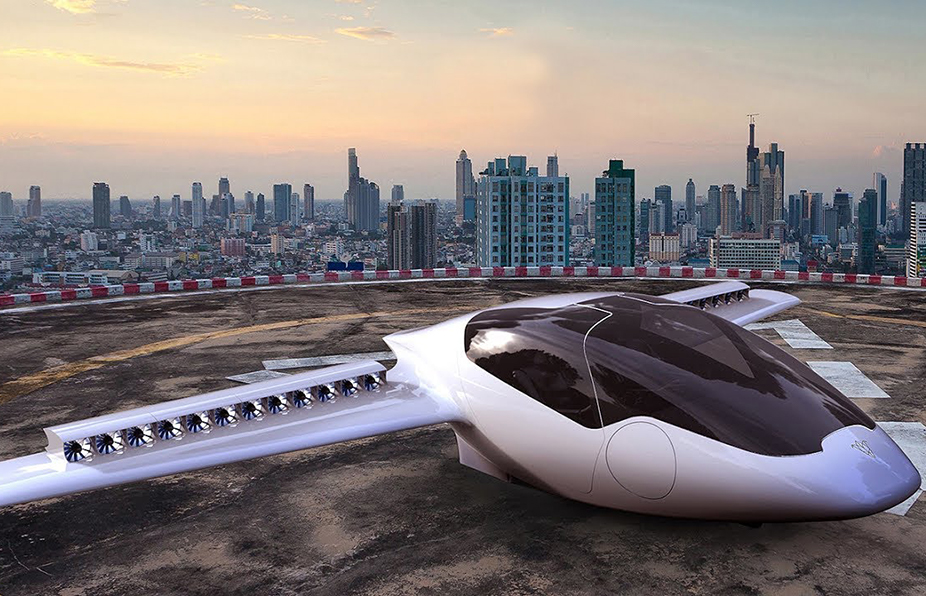 Lilium's air taxi concept landed on a roof-top heliport