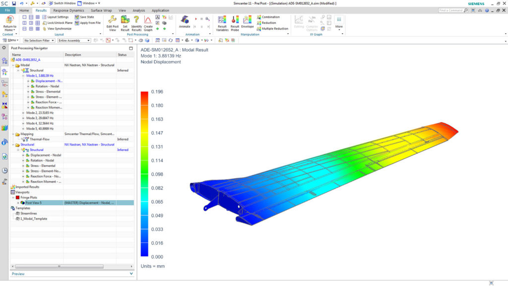 Screenshot Simulation 3D of airplane wing