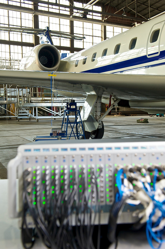 A Simcenter SCADAS is used to perform a GVT on an airplane, a step in the GVT and flutter certification process