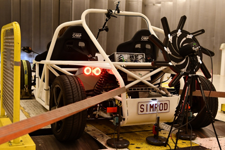 The Simcenter Sound Camera is used in a semi-anechoic chamber to localize the source of the tonal noise issue on the SimRod.