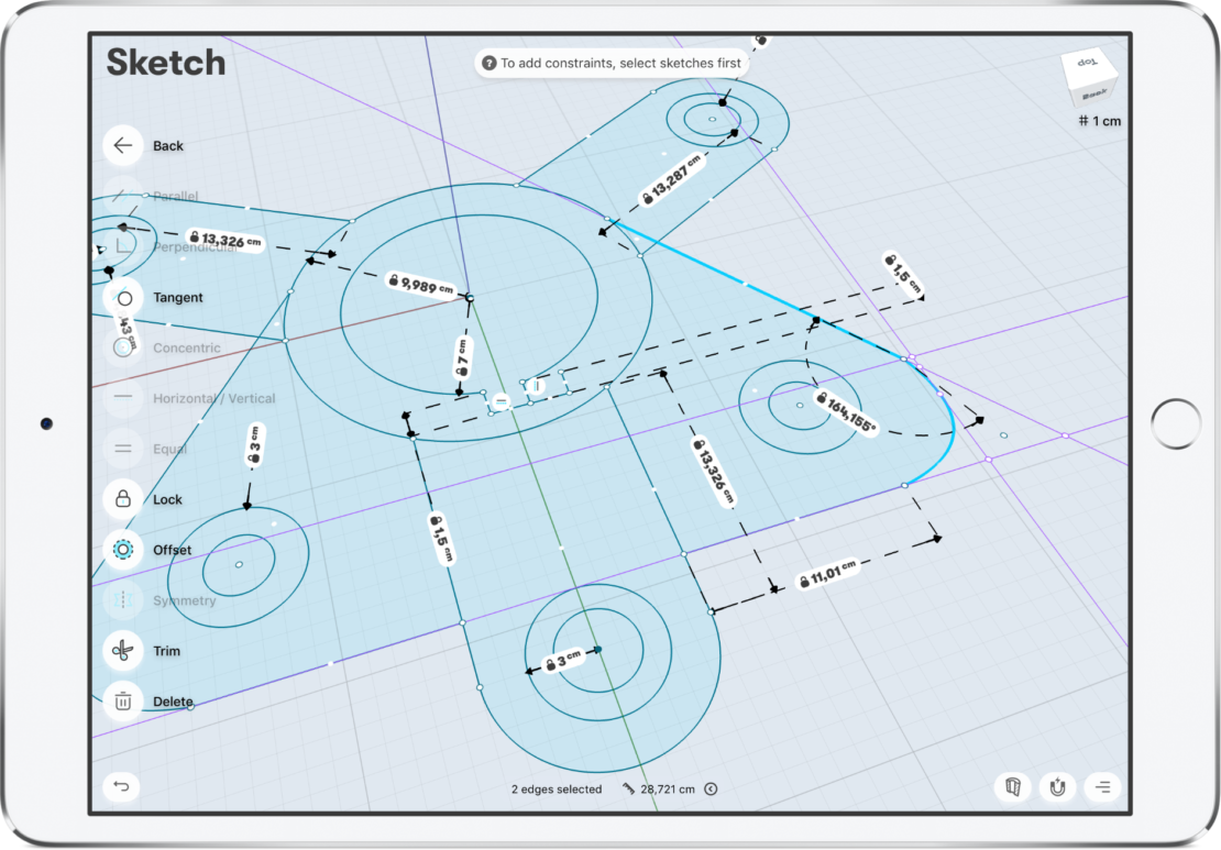 Shapr3d For Ipad Pro Implements D Cubed Geometric Constraint Solving Plm Components