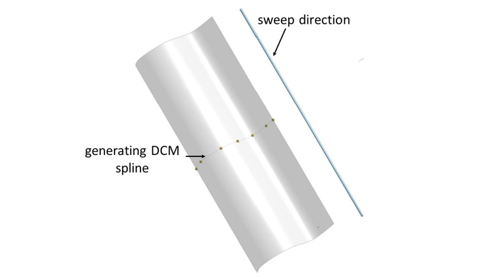 D-Cubed 3D DCM generating a swept surface from a spline