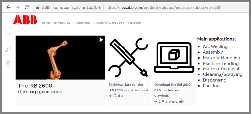 ABB IRB 2600 product page 