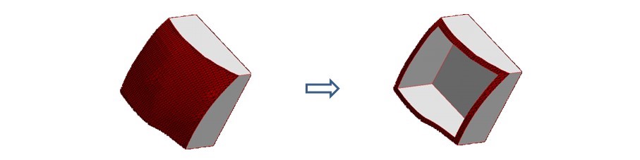 Parasolid 33.1 - hollowing a mixed model