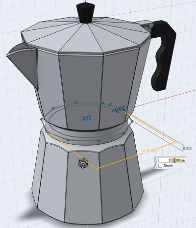 geometric constraint solving to design a coffee pot