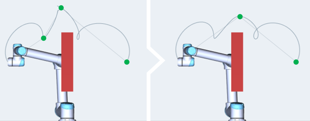 KineoWorks optimizing trajectory by reducing robot waypoints