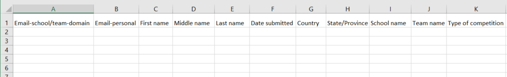 Example of an excel sheet for requesting student badges