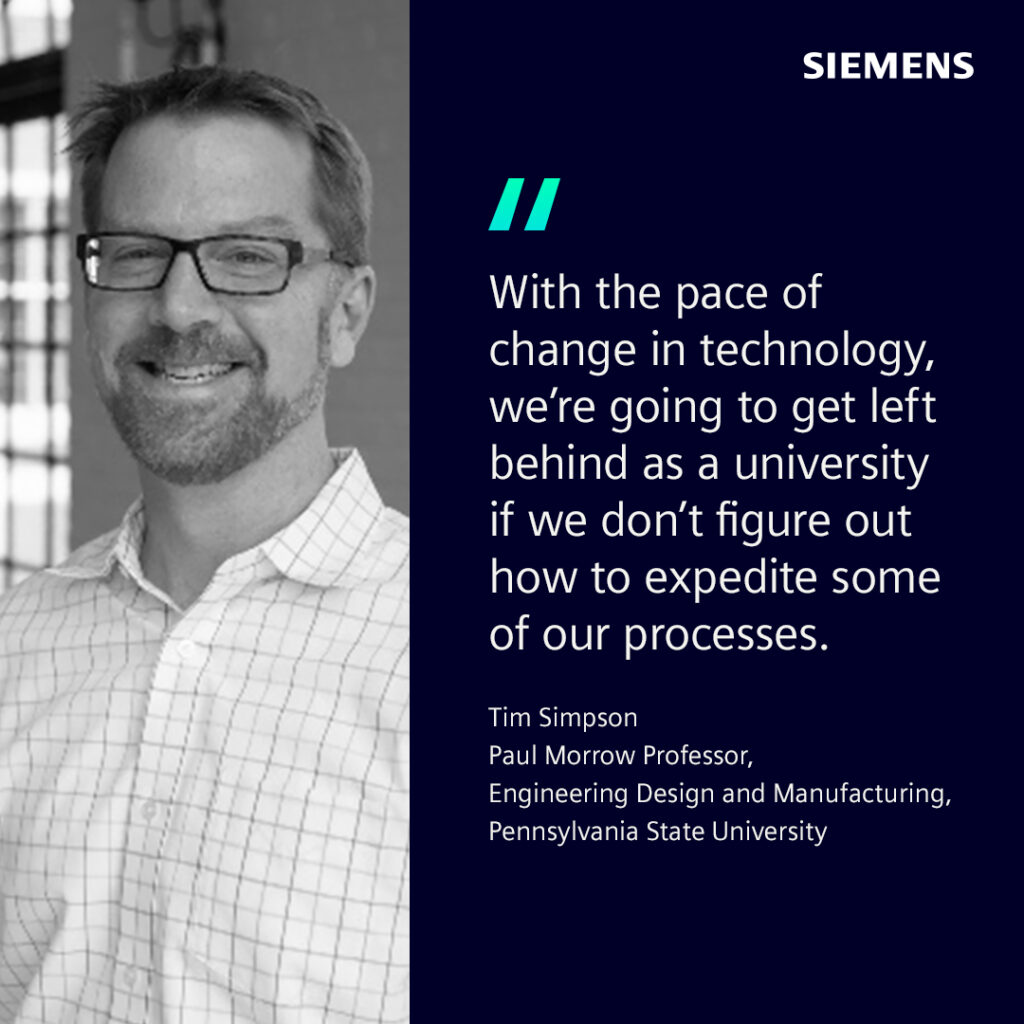 Tim Simpson quote: "With the pace of change in technology, we're going to get left behind as a university if we don't figure out how to expedite some of our processes"