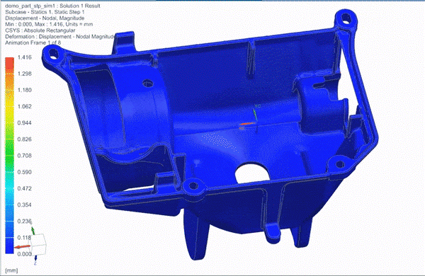 A component is displayed and moves in Simcenter 3D.