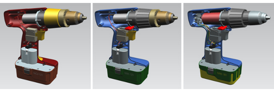 Hand drill design variations in Siemens Teamcenter