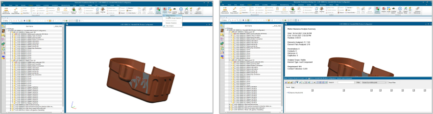 Variant conditions evaluated on a hand drill battery pack assembly using Teamcenter Product Configurator. Analysis shows no results since the components cannot coexist.