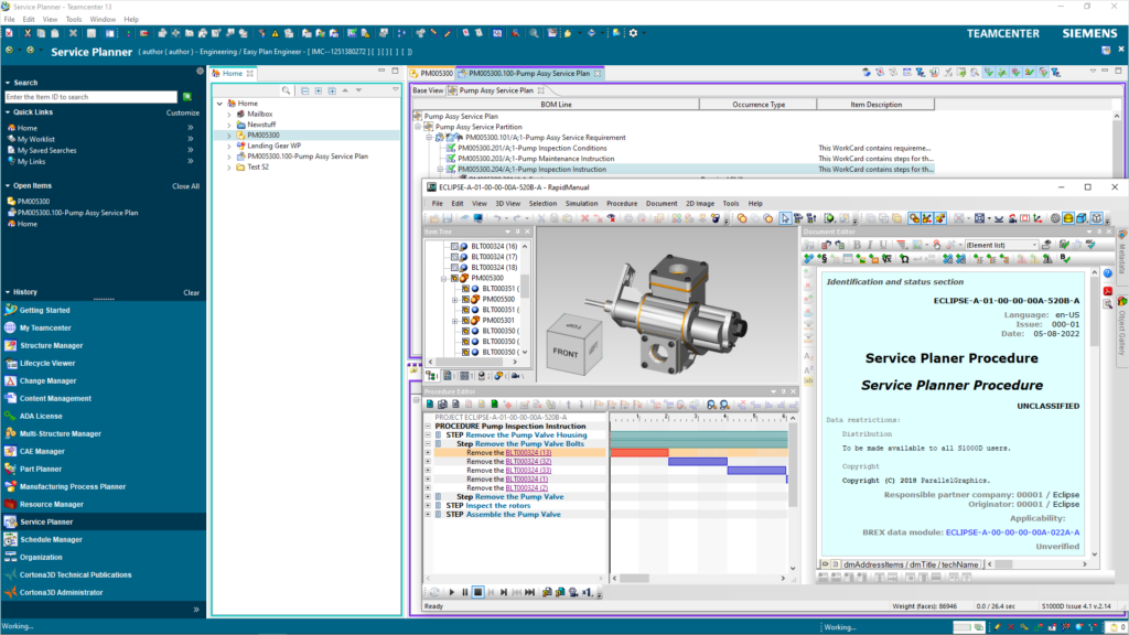 S1000D Work Procedures available from Service Planner