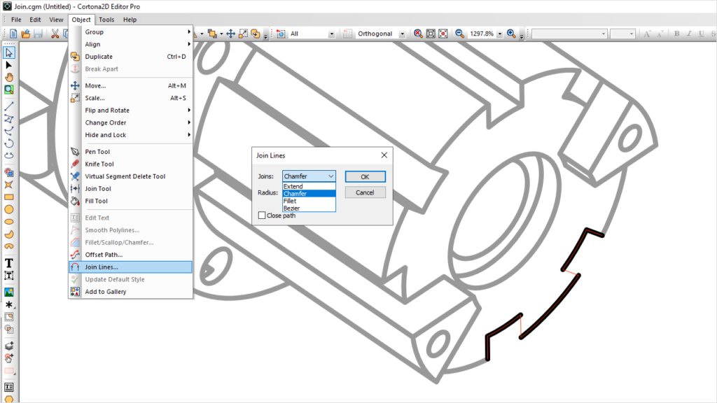 Edit and refine lines with the join line tool