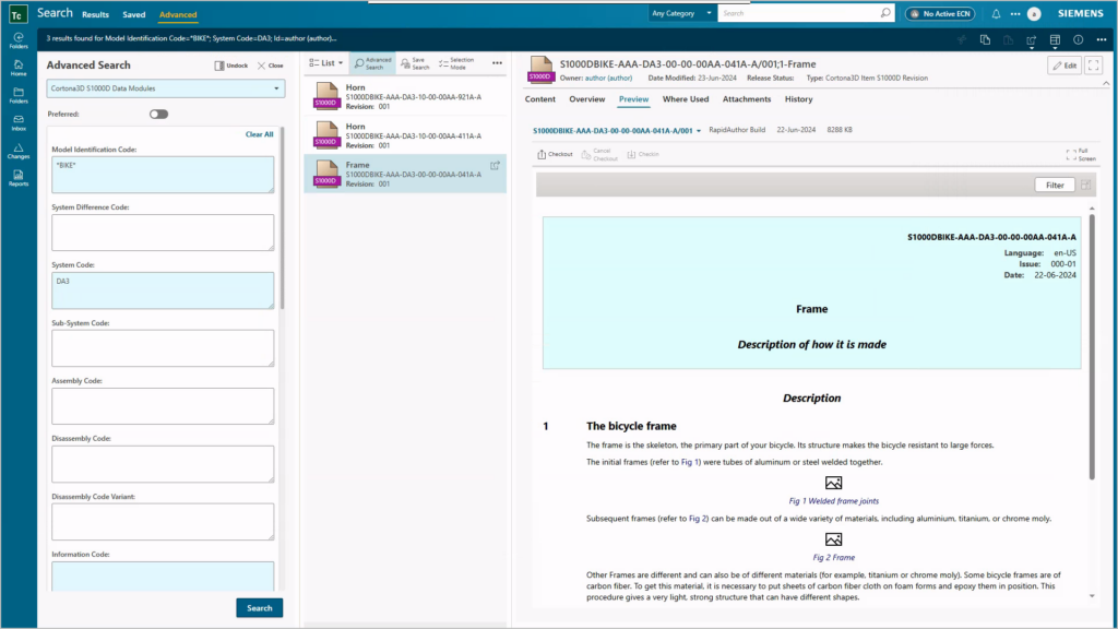 Queries to search for DITA and S1000D objects in Teamcenter