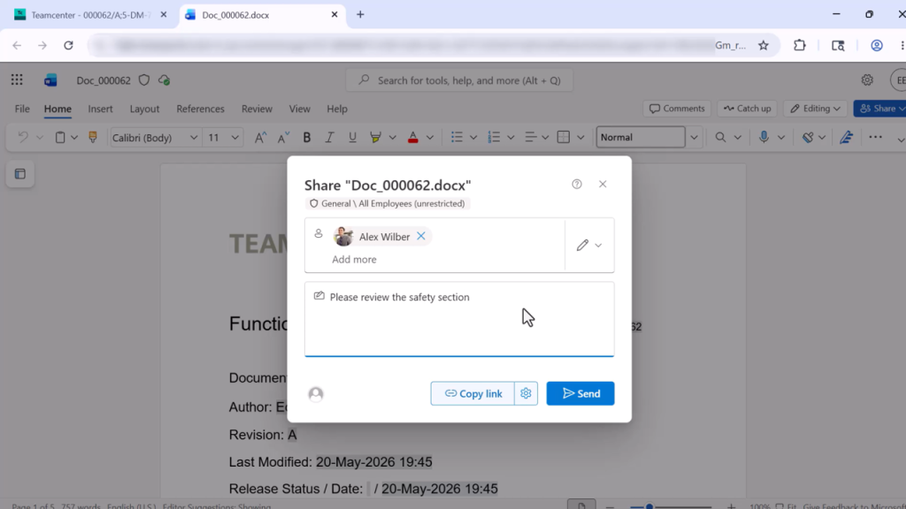 Seamless Microsoft Office Integration in Teamcenter.