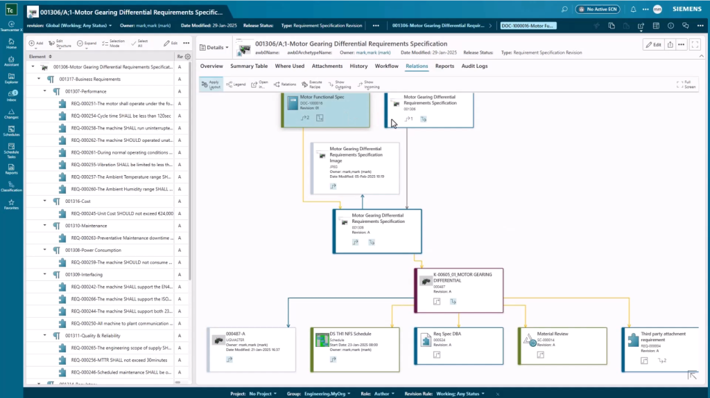 See how documents relate to each other in Teamcenter X