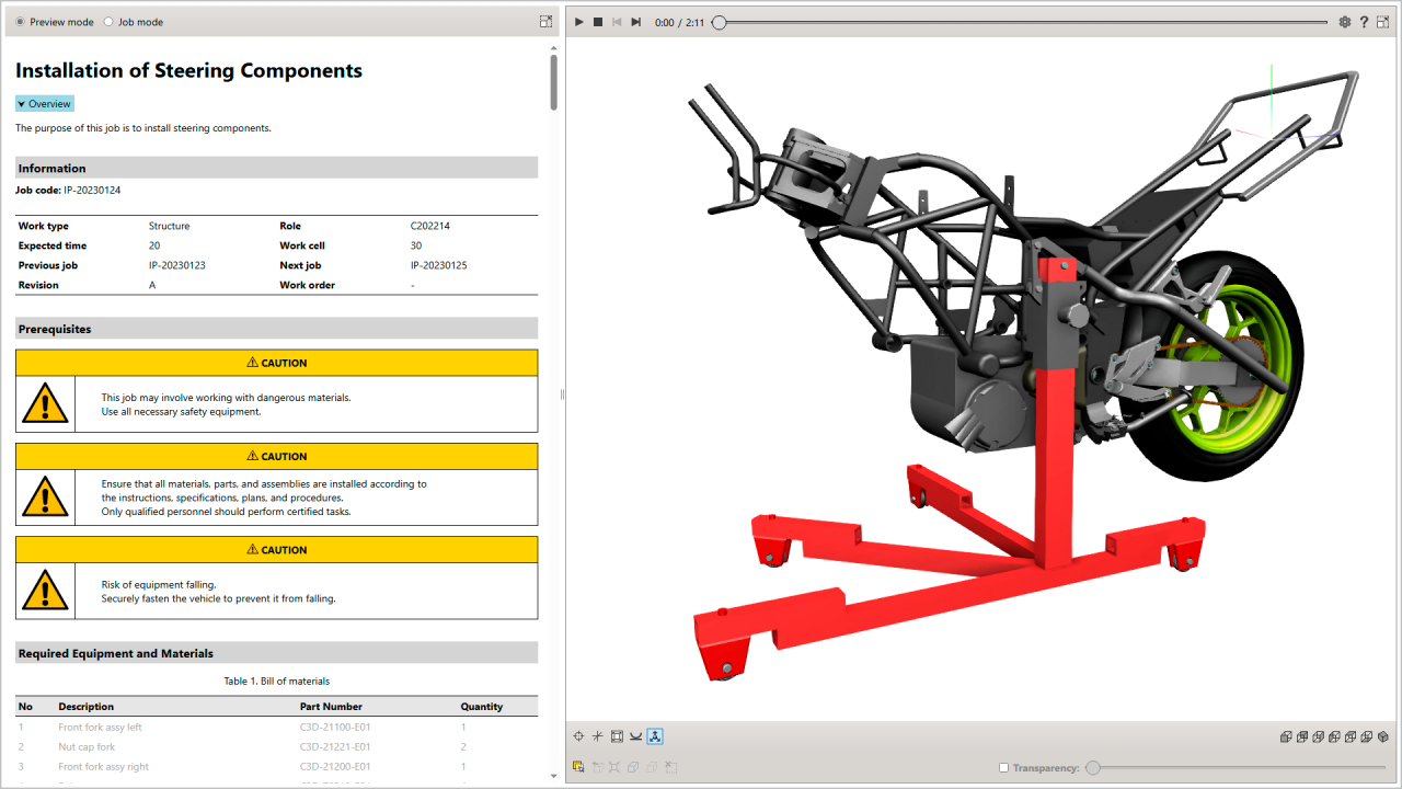 Screen shot of new DITA compliant digital work instruction in Teamcenter RapidAuthor