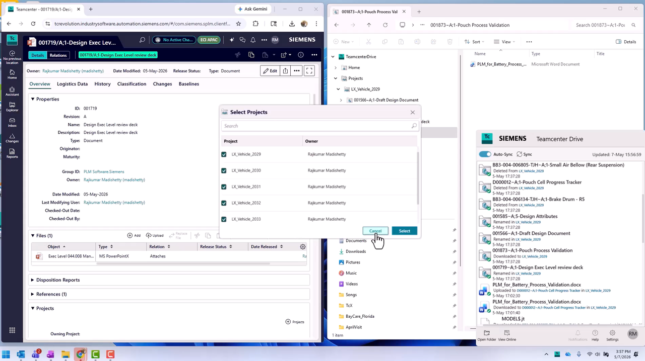 Filtering PLM files based on project