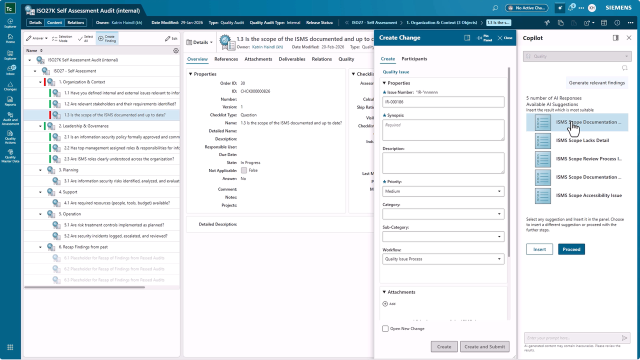 Screen shot to support AI-product development with insights and expert product support with change management.