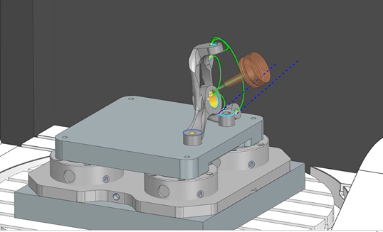 Image of the multi-axis deburring tool path created automatically with NX CAM