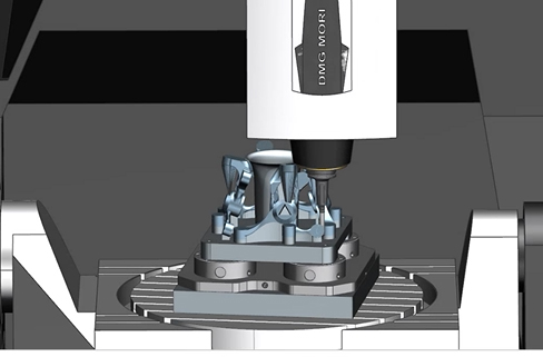 Image of the tool holder collision check capability to ensure accurate machining in tight spaces.