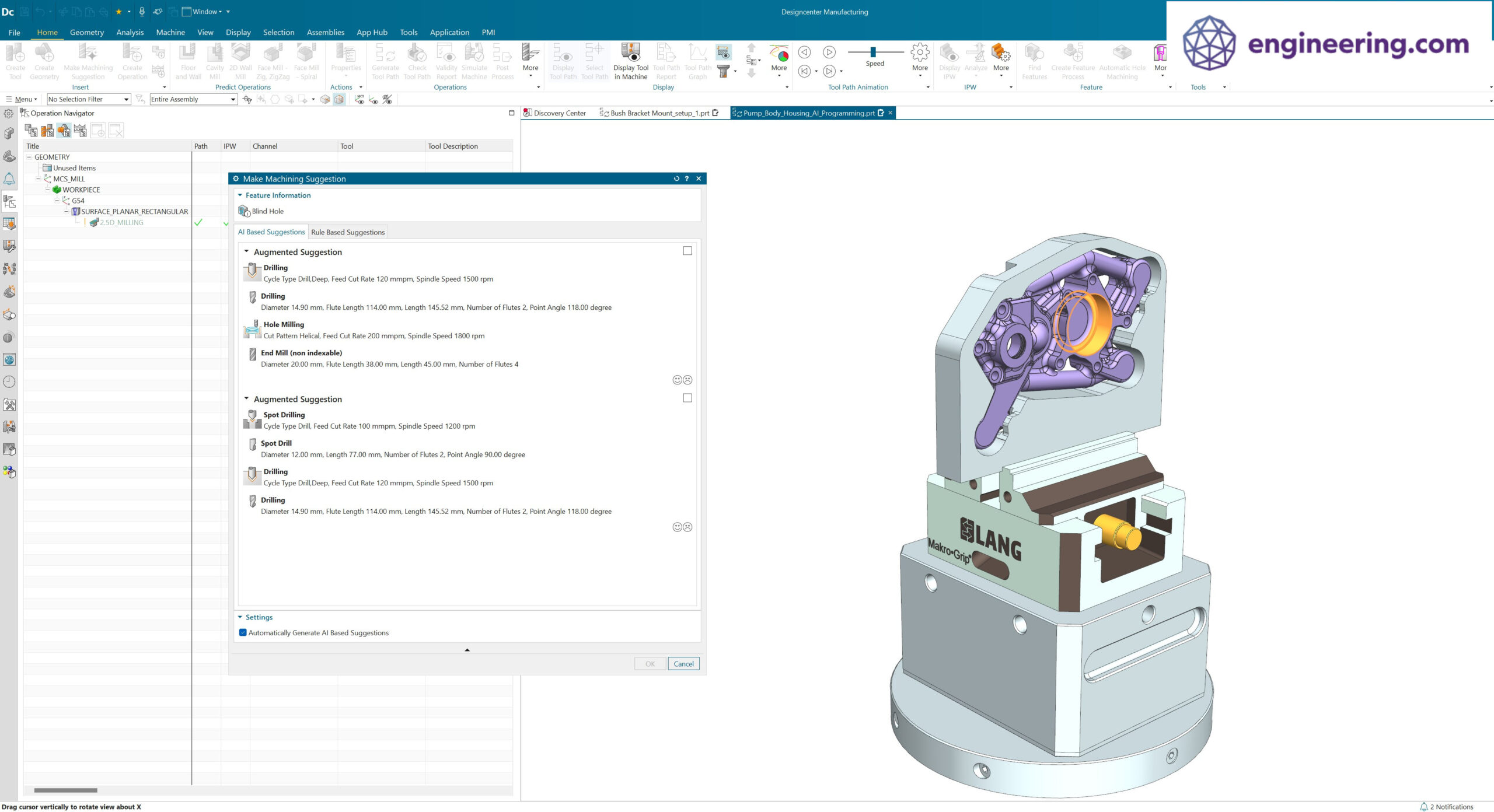 AI Make Machining Suggestion in Eneineering.com