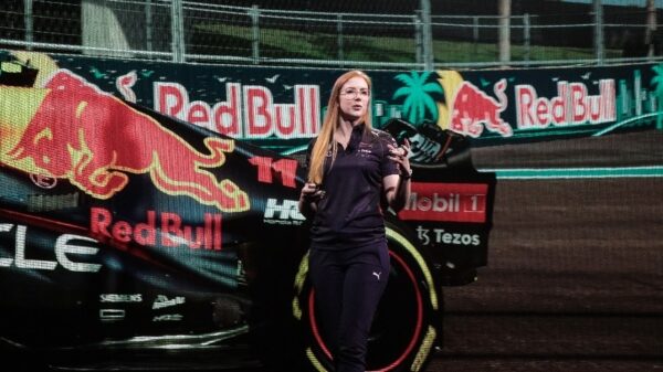 Zoe Chilton, Head of Strategic Partnerships for Oracle Red Bull Racing on stage at Realize LIVE