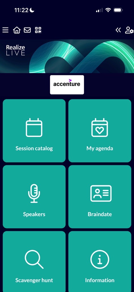 Realize LIVE app homepage showing Braindate