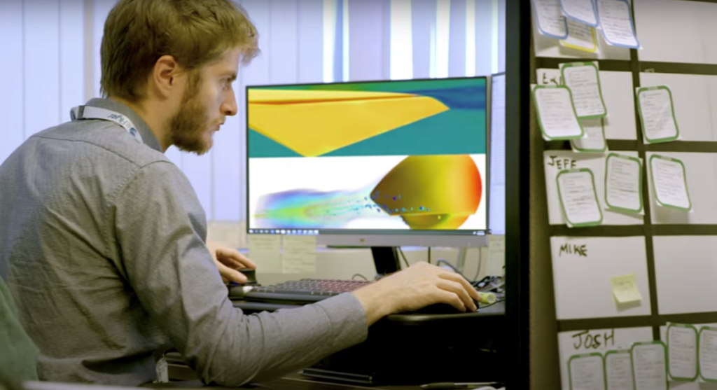 Simulation engineer evaluating a computational fluid dynamics