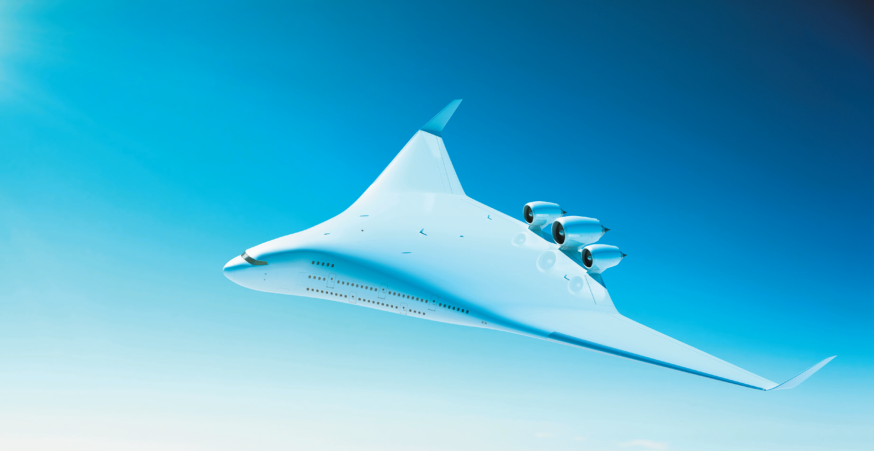 A blended-wing aircraft capable of storing hydrogen.