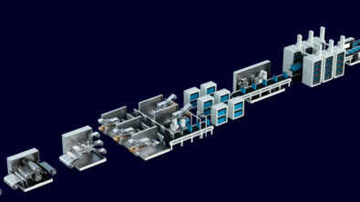 Bird's eye view of a battery manufacturing line