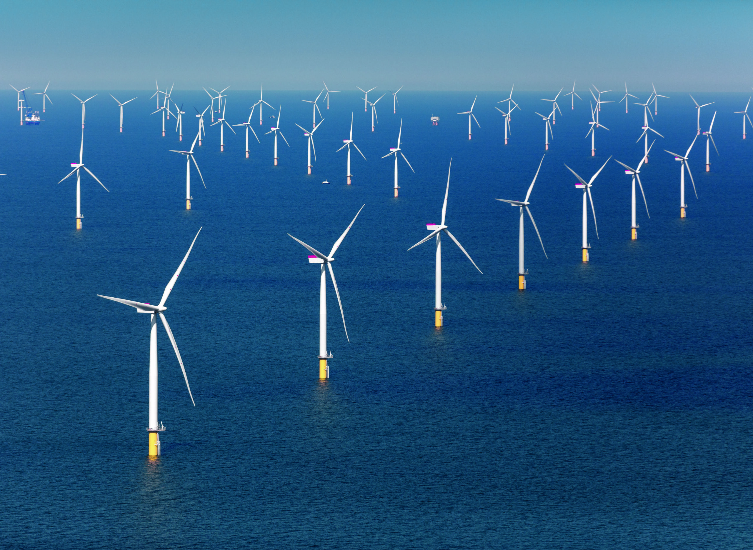 Offshore wind farm from an arial view