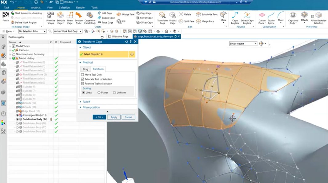 NX on Microsoft Azure powered by AMD: Facet Body to Realize Shape  Demonstration - NX Design