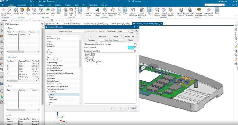 This image shows how the highlight feature can help differentiate components from one another.