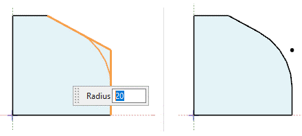 This image shows how to edit the fillet of a shape.