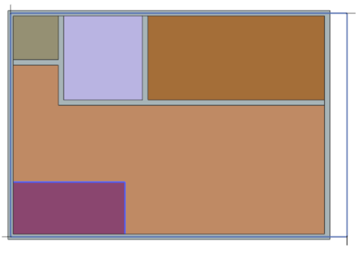 An image showing colored rooms within a floorplan