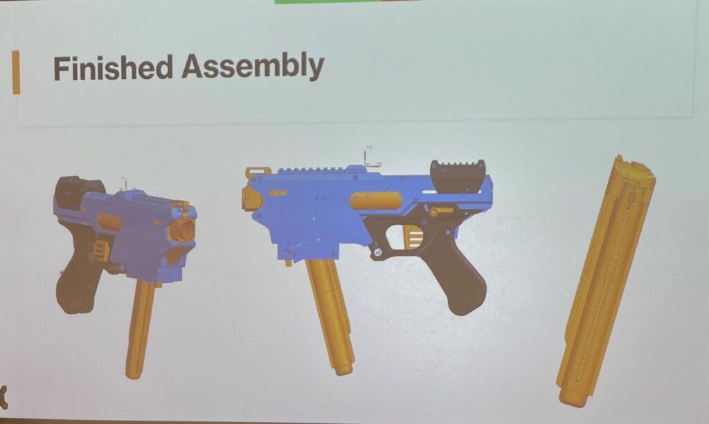 3D assembly of a nerf gun design in NX from multiple angles