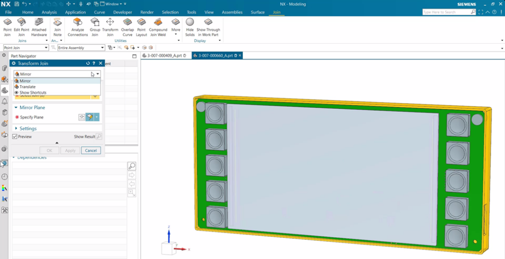 transform join tool within NX