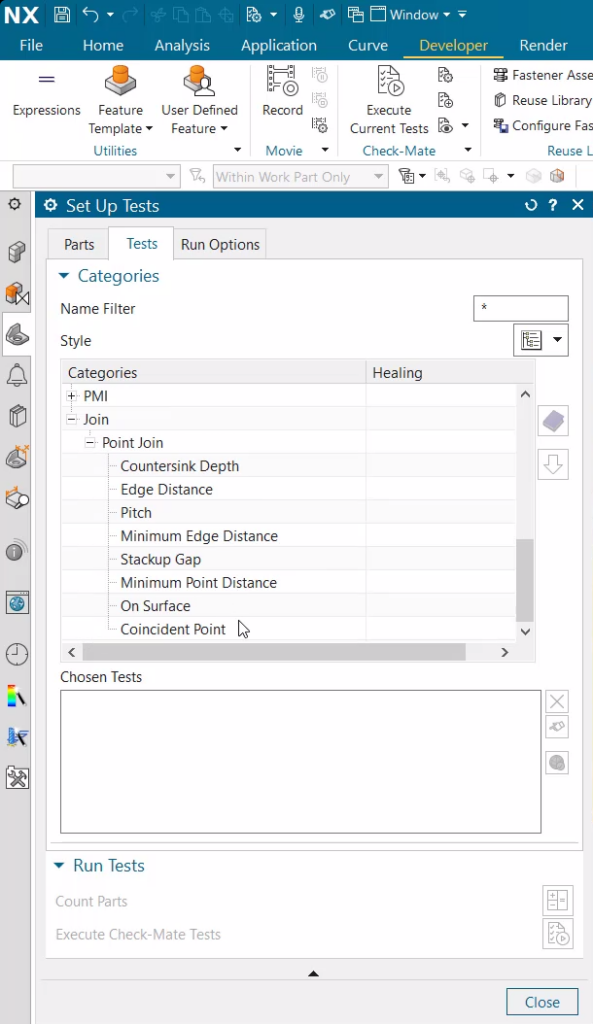 check-mate in NX join pop out box