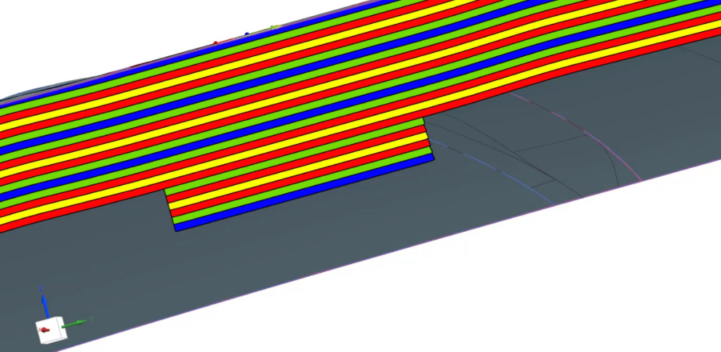 This image shows the colors of the different ply layers.