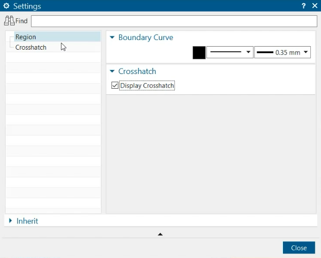 Customize boundary curve and crosshatch