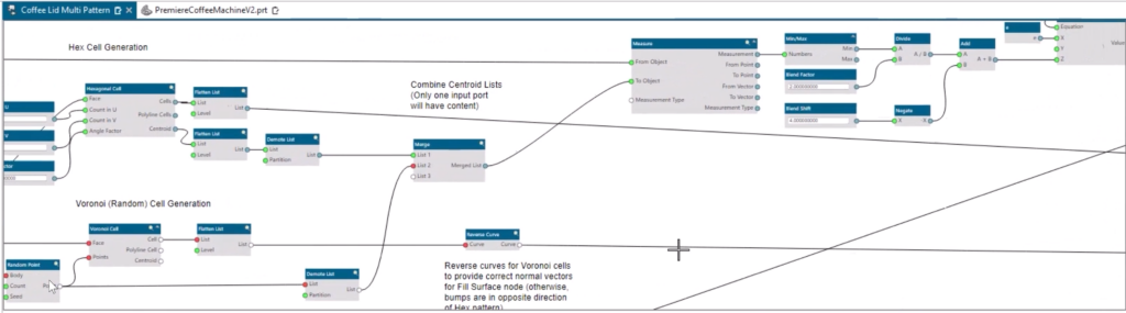 An example of the visual programming display for NX's Algorithmic Modeling