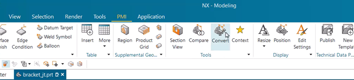 PMI ribbon bar within NX