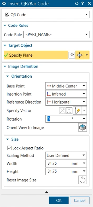 The image shows how to insert a QR onto your design