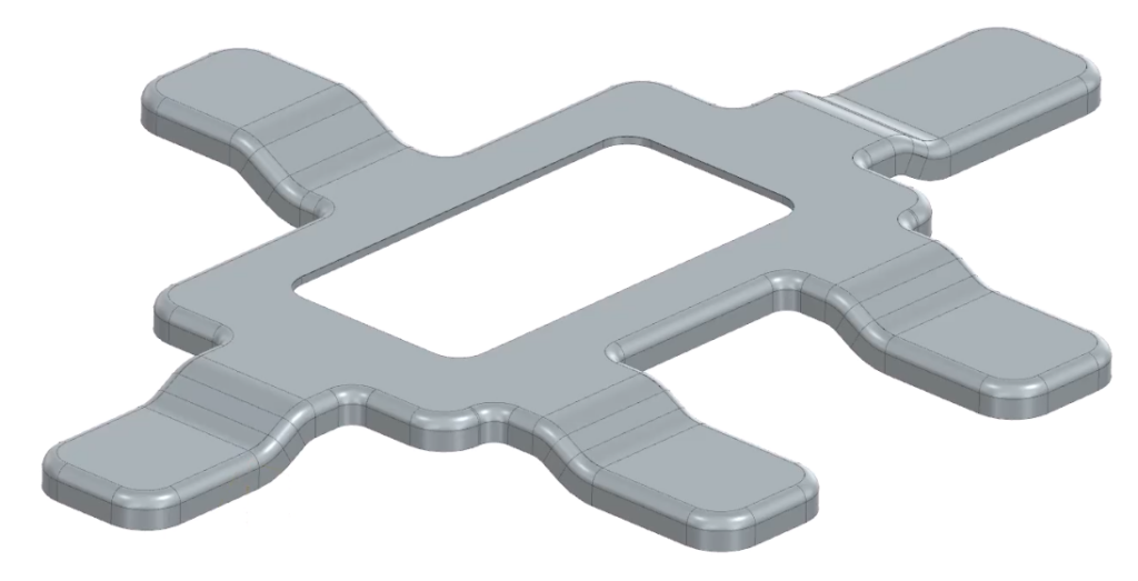 Complex sheet metal part created using variational flange