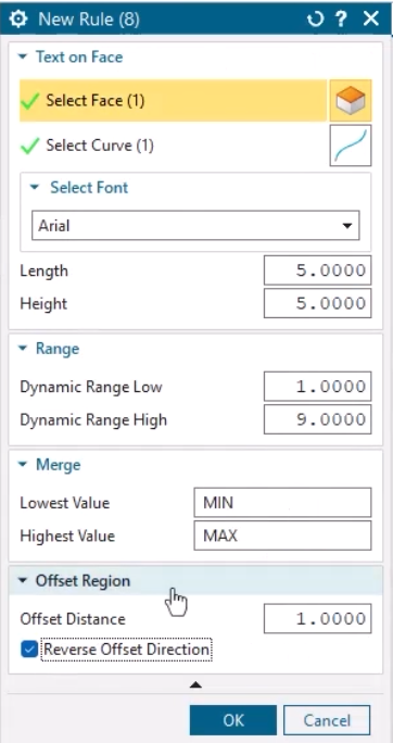 A screenshot of NX CAD software showing the Edit Parameters menu for an algorithmic feature