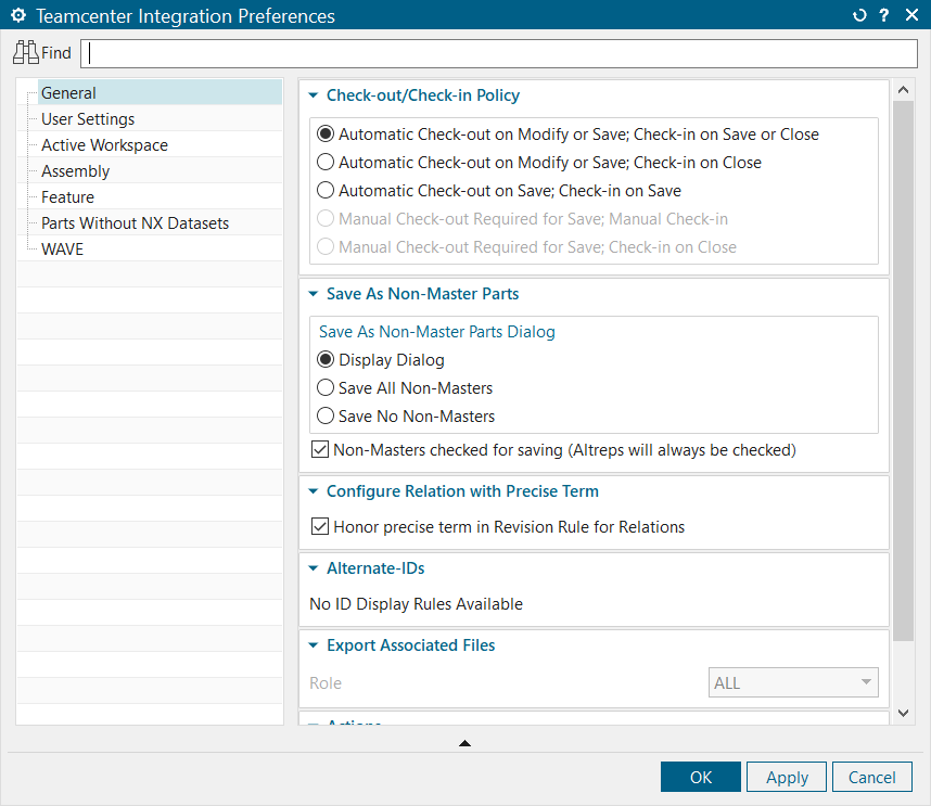 Teamcenter Integration Preferences show some of the most important settings for getting started.