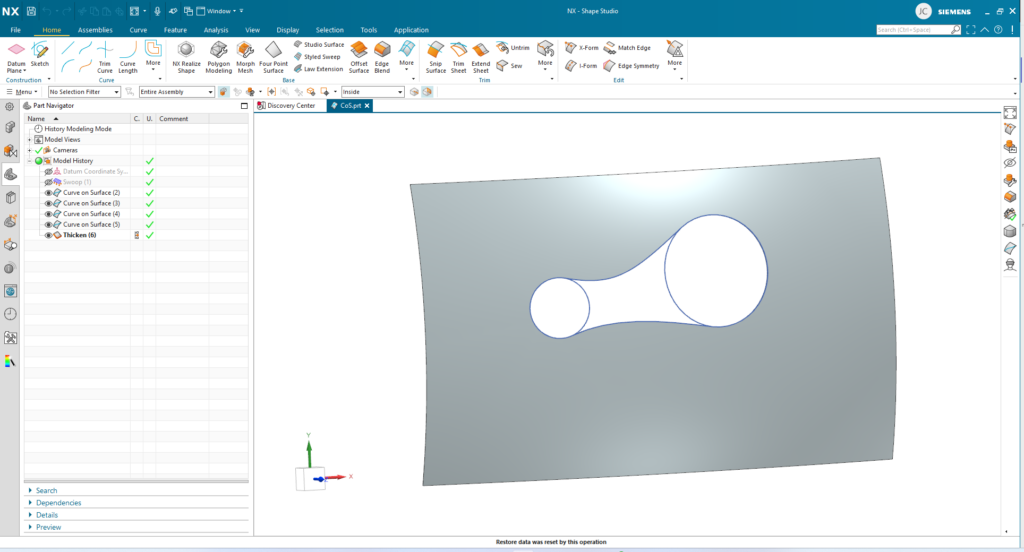 Curve on surface can be used to thicken geometry on complex surfaces.