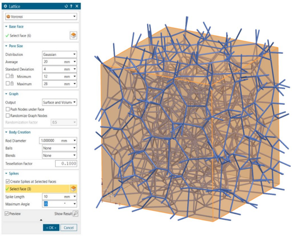 This image shows the creation of randomized Voronoi structures.