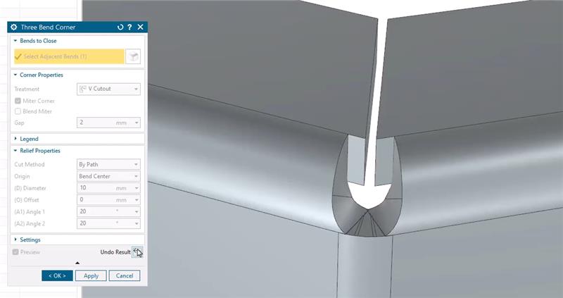 v-bend with nx on a model